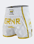 CRNR Muay Thai Shorts - Hvit / Gull