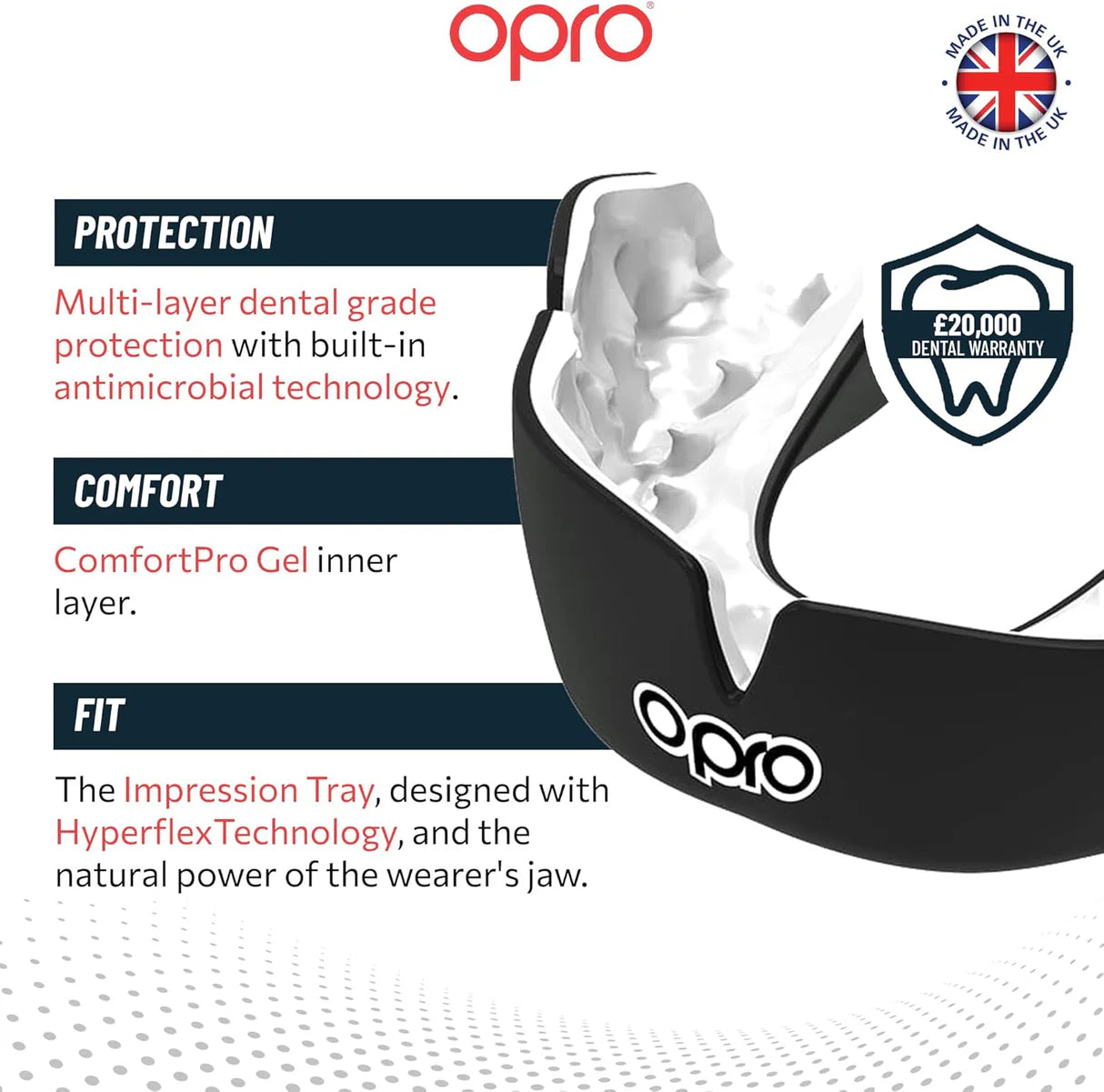OPRO Instant Custom Fit Mouthguard - Black