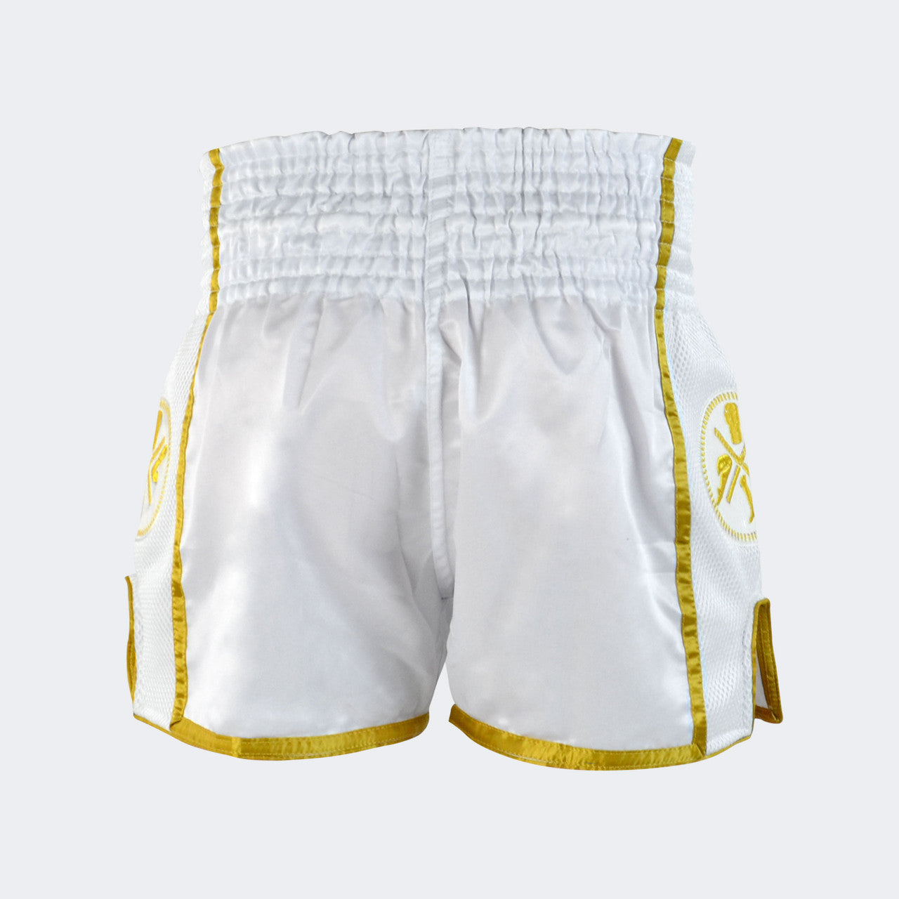 CRNR Muay Thai Shorts - Hvit / Gull