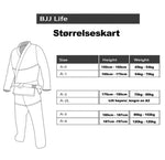 størrelse kart for bjj gi
